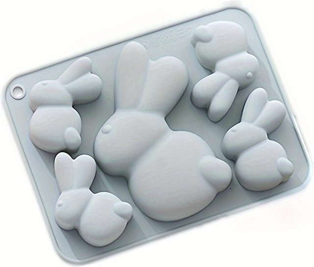 Silikonform mit 5 Mulden in Form von Osterhasen von SZ-Damai, Blau - Bild 1