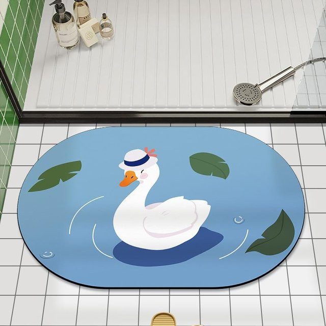 Absorbierender Badezimmerteppich mit Tier-Motiv in Blau, schnelltrocknend und rutschfest, B/B: 40 x 60 cm - Bild 1