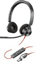 Poly Blackwire 3320 Stereo-Headset On-Ear mit USB-C und USB-A Adapter in Schwarz - Bild 1