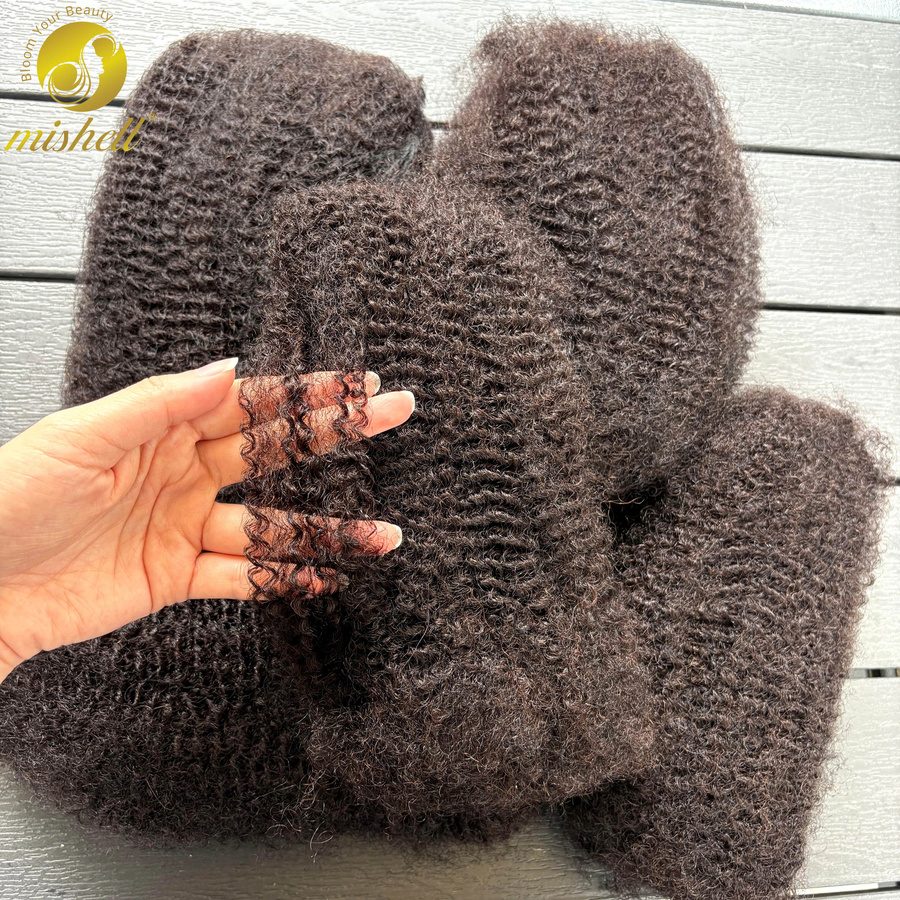 MISHELL Afro Kinky Curly Echthaar-Extensions, 10-16 Zoll, Unisex - Bild 5