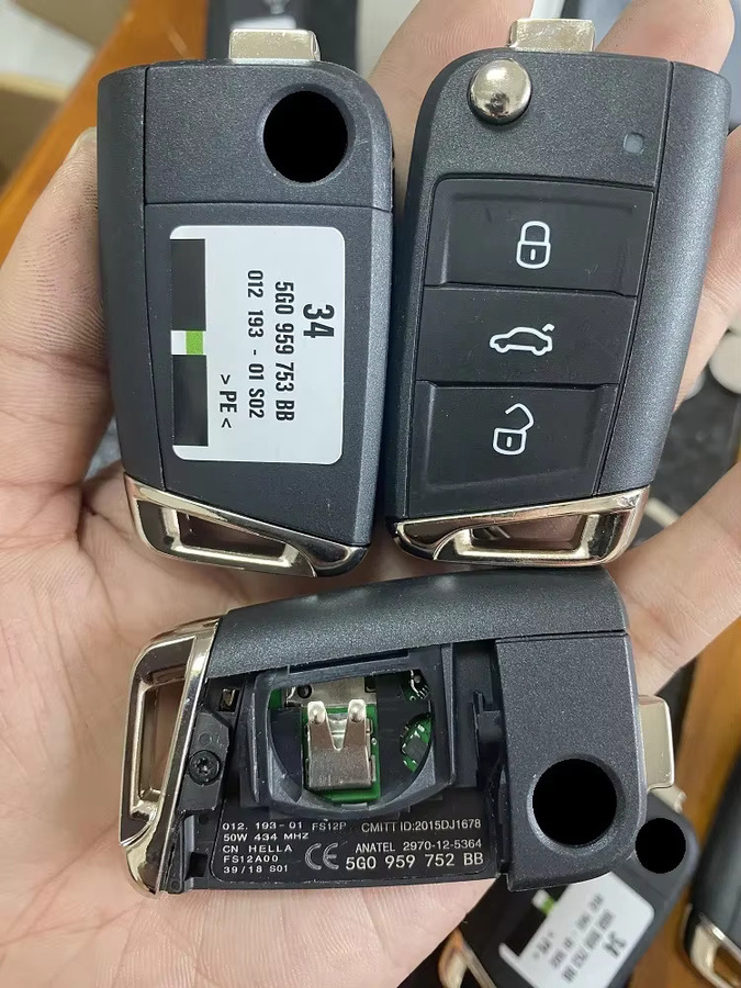 KEYECU Original OEM Flip Remote Key FOB 3 Tasten 434 MHz MQB für VW Golf 7 Tiguan Touran POLO in Schwarz - Bild 4