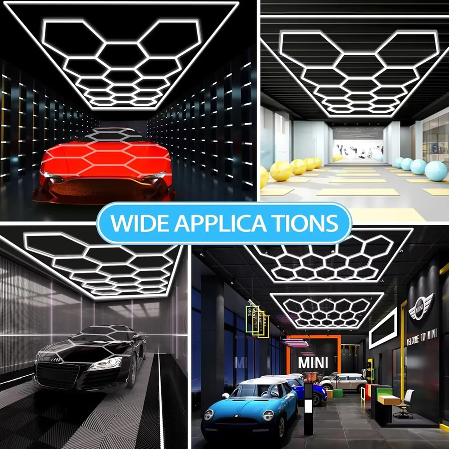 LINYILIGHT Sechseckige Waben-LED-Beleuchtung in Weiß mit 6500 K Cool White für Garage und Shop - Bild 5