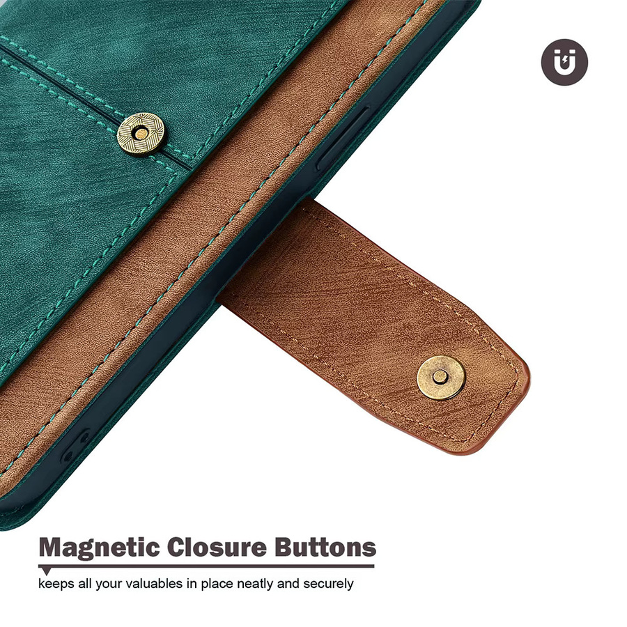 Vivo Handyhülle aus PU-Leder mit Metall-Schnallen und Flip-Wallet in Braun - Bild 5