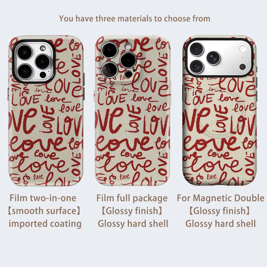 Potdemiel Robuste Handyhülle mit Roter Liebes-Typografie für iPhone 17 16 15 14 13 Pro Max Plus mit Magnetfunktion - Bild 2
