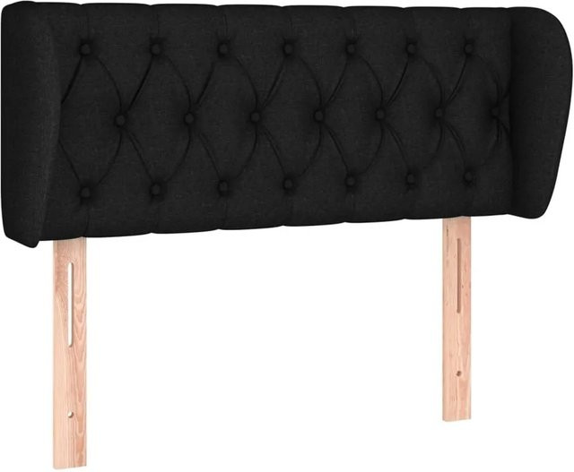vidaXL Kopfteil mit Ohren in Schwarz aus Stoff, B/T/H: 93 x 23 x 78/88 cm - Bild 1