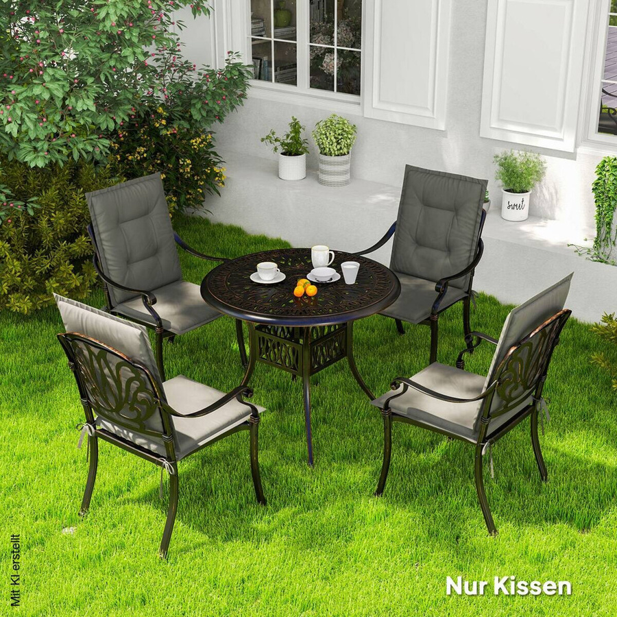 Outsunny Sitzkissen 4er Set hellgrau aus Polyester, wasserabweisend und UV-beständig, B/H/L: 50 x 5 x 108 cm - Bild 4