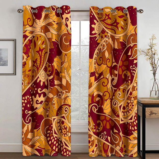 Digital bedruckter Vorhang mit Dazzle-Muster aus Polyester, 2er-Set, halbtransparent, Mehrfarbig, B: 50 cm, H: 130 cm - Bild 1