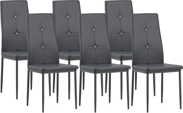 Albatros Esszimmerstühle DIAMOND 6er Set in Grau mit Kunstleder-Bezug und Diamant-Look - Bild 1