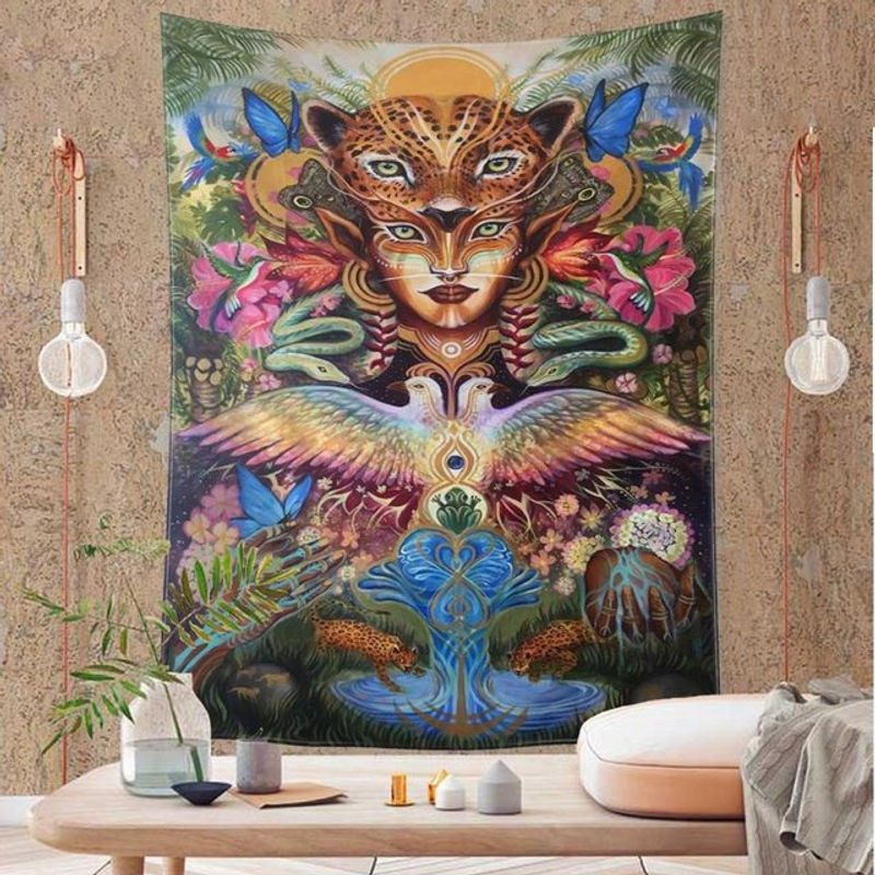 Super Six Wandbehang Abstraktes Leoparden-Motiv im Bohemian-Stil, Mehrfarbig, B: 95 cm, H: 70 cm - Bild 1