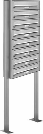 AL Briefkasten-System für 8 Parteien, freistehend, silberfarben, B/H/T: 153,28 x 170,0 x 27,5 cm - Bild 1