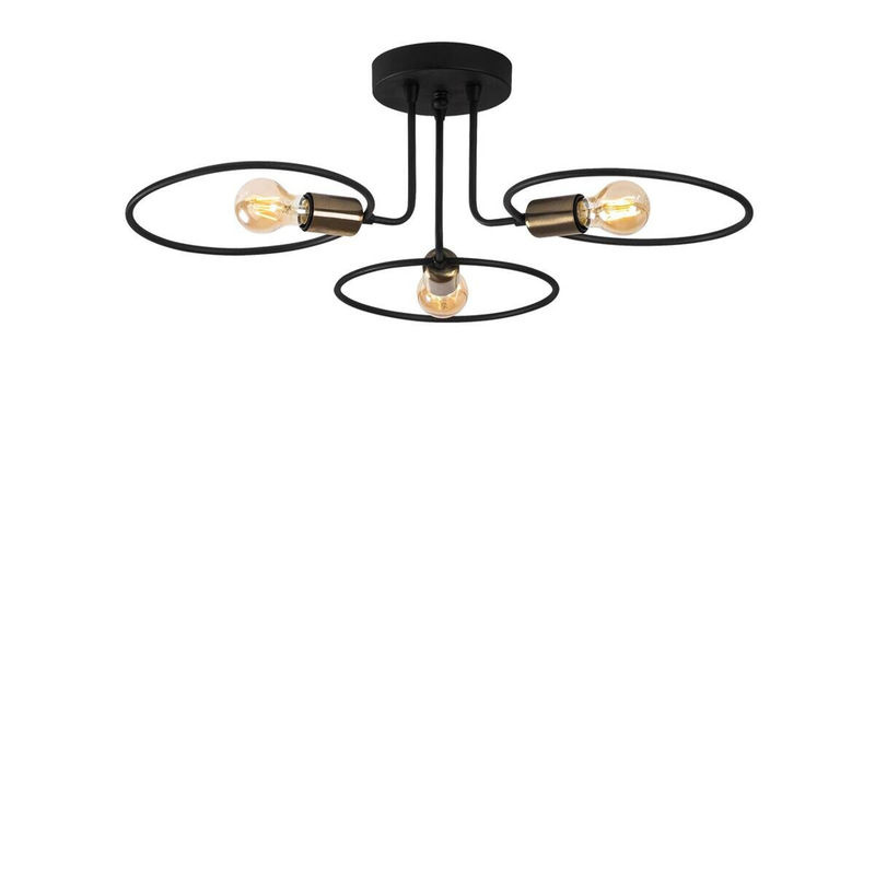 Opviq Deckenleuchte Circle-1341 in Schwarz aus Eisen mit 3 E27 Fassungen, B/H/T: 66 x 22 x 66 cm - Bild 3