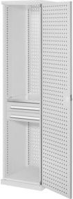 Kappes Schubladenschrank RasterPlan schmal RAL 7035 Grau mit abschließbarer 4 Lochplattentür aus Stahl, B/T/H: 60 x 60 x 195 cm - Bild 1