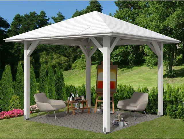 Skan Holz Pavillon Cannes 1 aus Fichte in Weiß lasiert B/T/H: 294 x 294 x 294 cm - Bild 1
