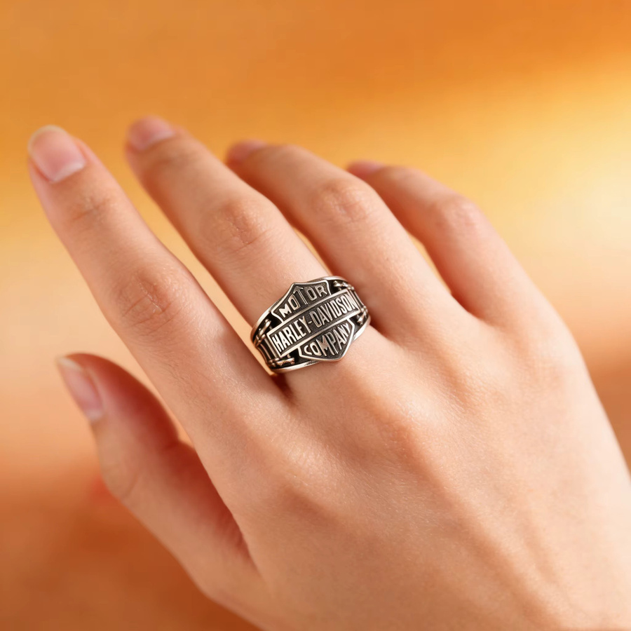Harley Davidson Ring, Silber, Vintage, Herren - Bild 5