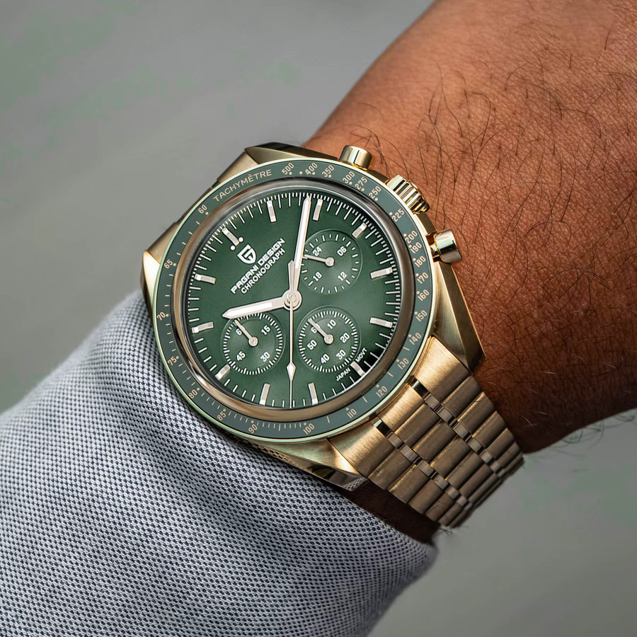 PAGANI DESIGN Chronograph, Gold-Grün, Quarz, Edelstahl, Herren - Bild 2