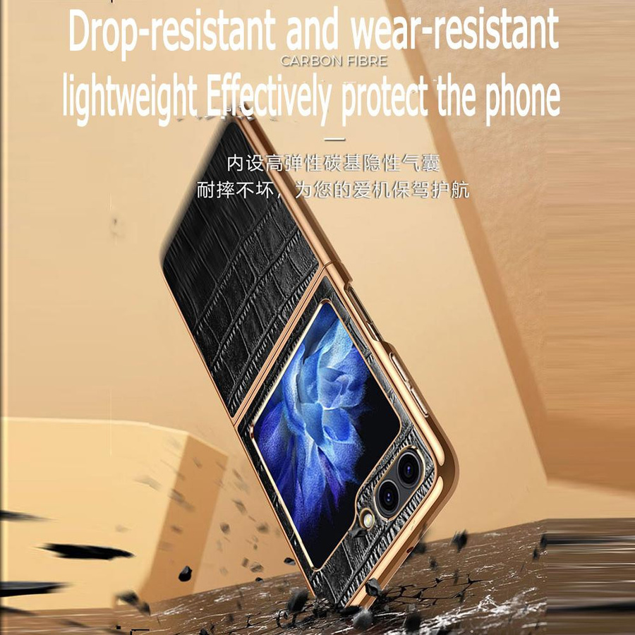 Ultradünne Klappschutzhülle aus Krokodilleder für Samsung Galaxy Z Flip 5 5G, stoßfeste Luxus-Telefonhülle - Bild 6