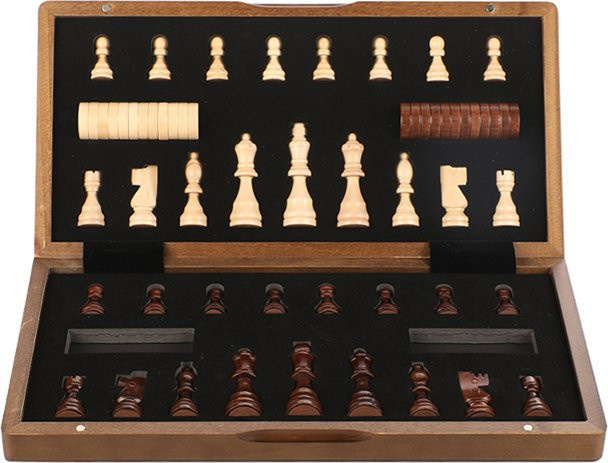 Yernea Magnetisches Holzbrett, 2-in-1-Damenspiel-Set, faltbares Brettspiel - Bild 1