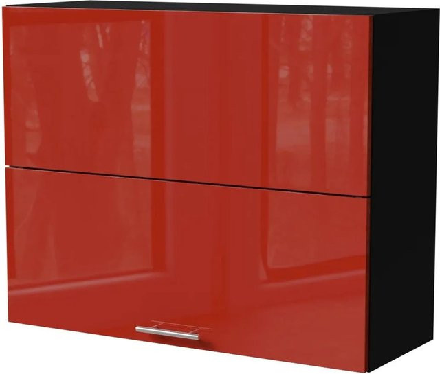 Feldmann-Wohnen Klapphängeschrank Brerra W8B/90-AV in Schwarz und Karminrot Hochglanz, B/T/H: 90 x 32,5 x 72 cm - Bild 1