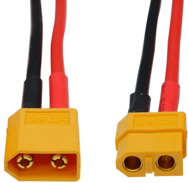 Aideepen XT60 Stecker Set mit männlichen und weiblichen Rundsteckern in Gelb für RC Lipo Batterien und 14 AWG Draht - Bild 1