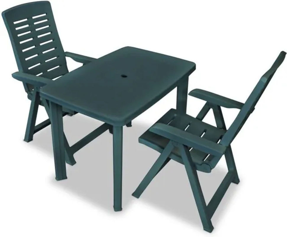 3-tlg. vidaxl Gartenmöbel-Set Bistro-Set aus Kunststoff in Grün - Bild 1