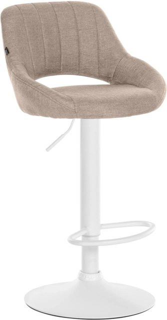 DELUKE Barhocker SEGAD mit Lehne, Stoff Taupe und Weiß, B/T/H: 46,5 x 48 x 85 cm - Bild 1