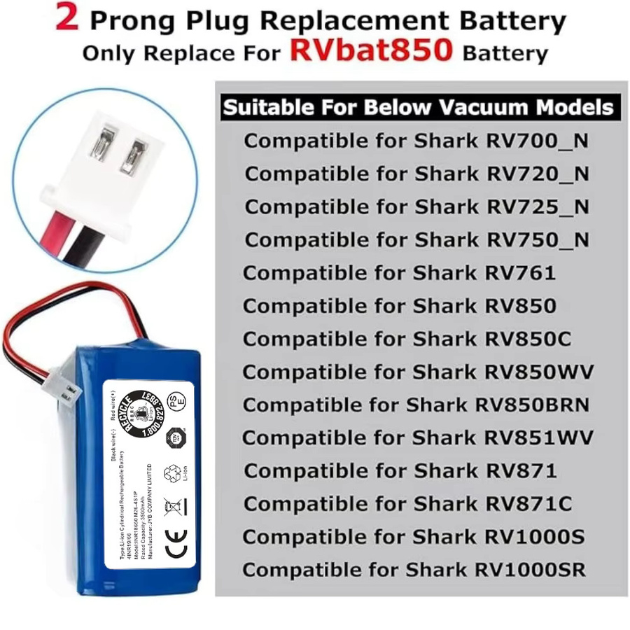 Shark Ersatzakku RVBAT850 Lithium-Ionen-Akku für Shark Ion R75 R85 RV850 S87 Roboterstaubsauger 14,4 V 3500 mAh - Bild 3