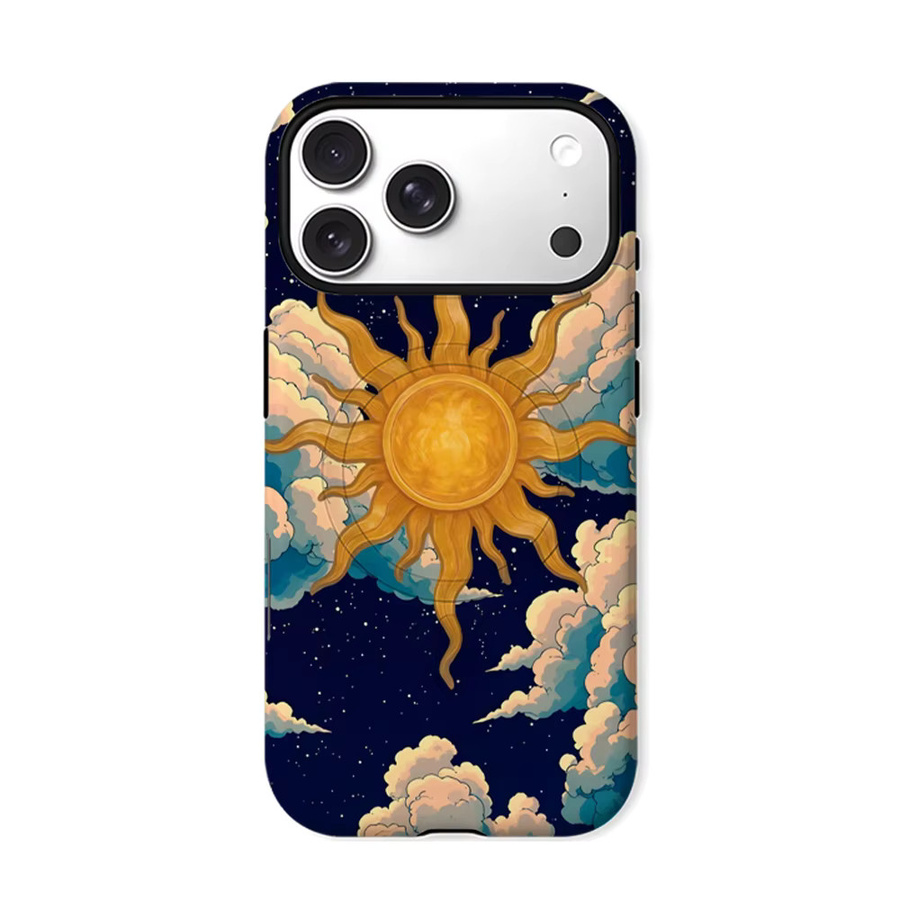 Potdemiel Handyhülle Golden Sun in Clouds für iPhone 17 16 15 14 13 Pro Max Plus, robuste doppelschichtige magnetische Hülle in Gold und Multicolour - Bild 7