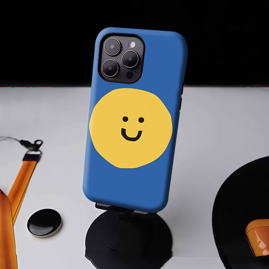 Aurbe Matte 2-in-1 MagSafe Hülle mit Smiley-Design für iPhone 17 16 15 14 Plus Pro Max, Stoßfeste Hartschale, Blau - Bild 4