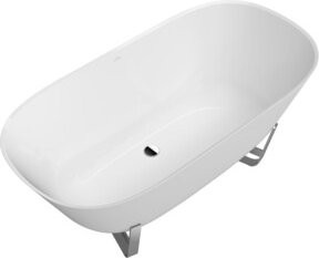 Freistehende Villeroy & Boch Badewanne Antheus aus Mineralguss in Morning Green, oval, B/T: 155 x 75 cm - Bild 1
