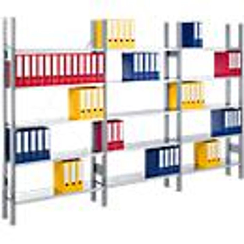 SSI Schäfer Archivregal Grundfeld mit 5 Böden, silber, verzinkt, B: 99,5 cm, T: 30,0 cm - Bild 2