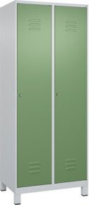 C+P Spind Classic PLUS Garderobenschrank mit 2 Abteilen, Stahl, Grau/Grün, H x B x T: 195 x 80 x 50 cm - Bild 1