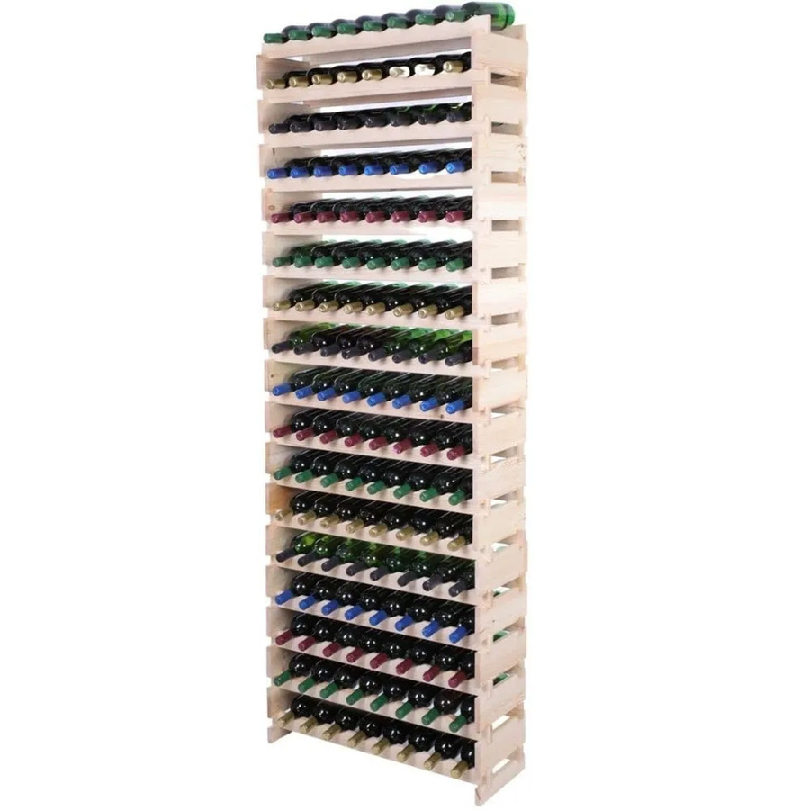 PROREGAL Weinregal VINOTECA FLEX aus massivem Kiefernholz, Natur unbehandelt, braun, H x B x T: 233 x 84 x 28 cm, Platz für 136 Flaschen auf 17 Ebenen - Bild 2