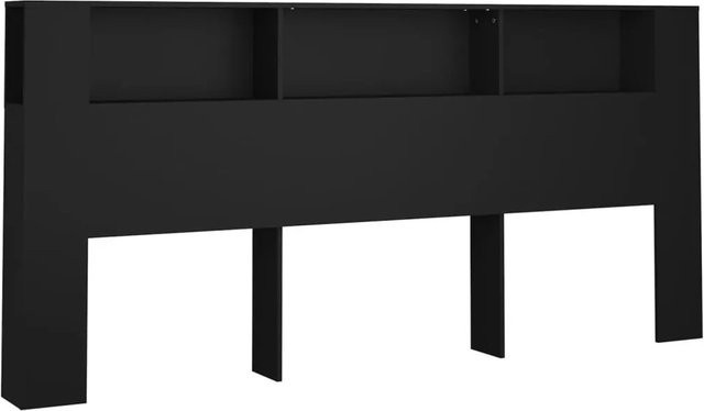 vidaXL Kopfteil mit integrierten Ablagen Schwarz B/H/T: 220 x 104,5 x 18,5 cm - Bild 1