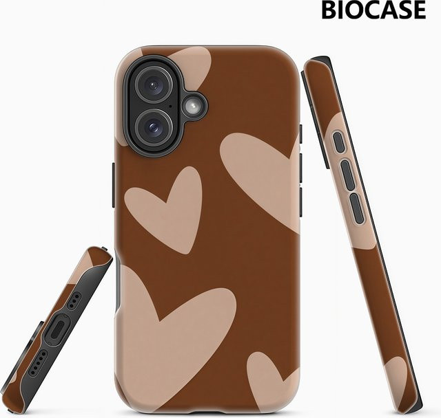 Handyhülle Light Hearts in Braun für iPhone 17 16 15 14 13 12 Pro Max Plus mit doppelschichtiger Rückseite - Bild 1
