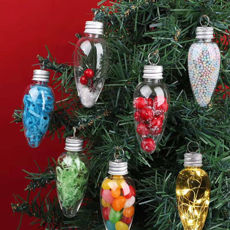 ZQNYCY Weihnachtsschmuck Set aus transparenten Glühbirnen-Formen zum Befüllen, 12 Stück, hängende Weihnachtsbaum Ornamente für DIY Dekorationen - Bild 3