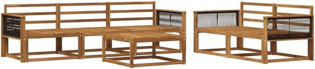 vidaXL Outdoor-Sofagarnitur aus Akazie Massivholz in Braun, 6-teiliges Set mit Tisch und Sitzmöbeln - Bild 1