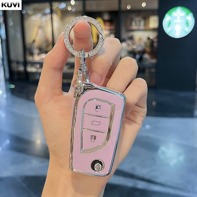 Kuvi Schlüsselabdeckung aus weichem TPU für Toyota Aygo Yaris Highlander Camry RAV4 in Pink - Bild 1