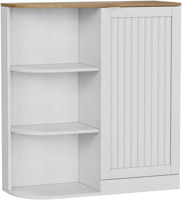 okwish Eckschrank für das Badezimmer mit Gittertüren und Regalen in Weiß, B/T/H: 68 x 25 x 76 cm - Bild 1