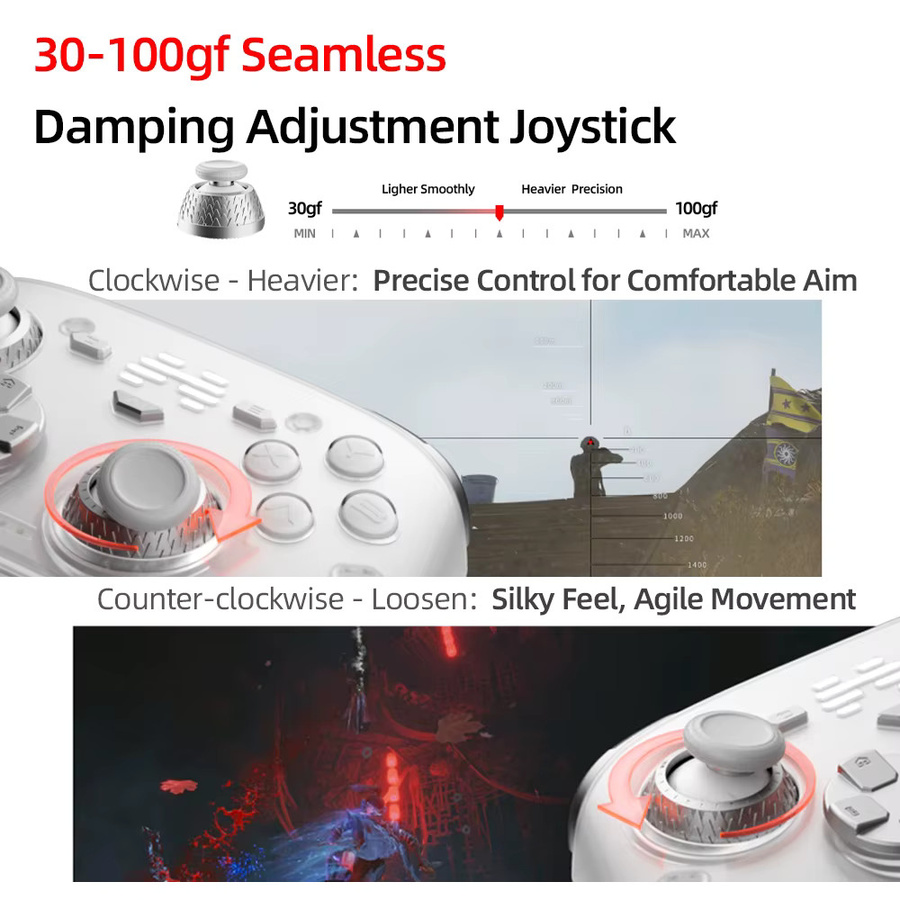 Beitong Kunpeng 70 Elite KI-verstärkter kabelloser Controller mit adaptiven Auslösern in Weiß für Nintendo Switch, PC und Mobilgeräte - Bild 3