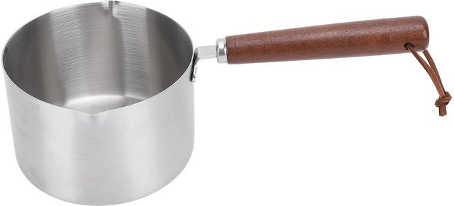 CosyHome Mini Milchkochtopf aus 304 Edelstahl mit Holzgriff in Weiß und Silber - Bild 1