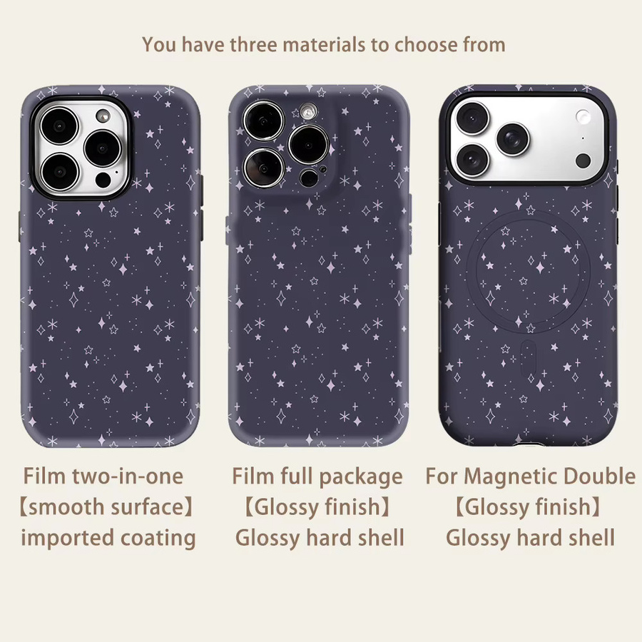 Potdemiel Dark Starlight Scatter Magnetische Handyhülle für iPhone 17 16 15 14 Pro Max Plus in Schwarz und Lila - Bild 2