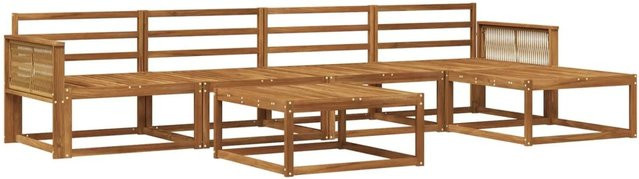 vidaXL Outdoor-Sofagarnitur aus Akazie Massivholz in Braun, 6-teiliges Set mit Polstern und Armlehnen, wetterfest und UV-beständig - Bild 1