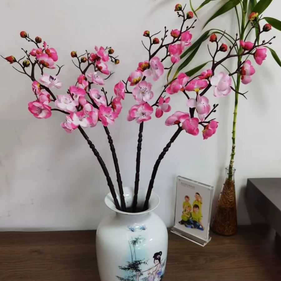 HUALIANQI Seiden-Kunstblumen Pfirsichzweig und Pflaumenblüte in Pink für Dekoration im Garten, bei Hochzeiten oder als Tischdekoration - Bild 2