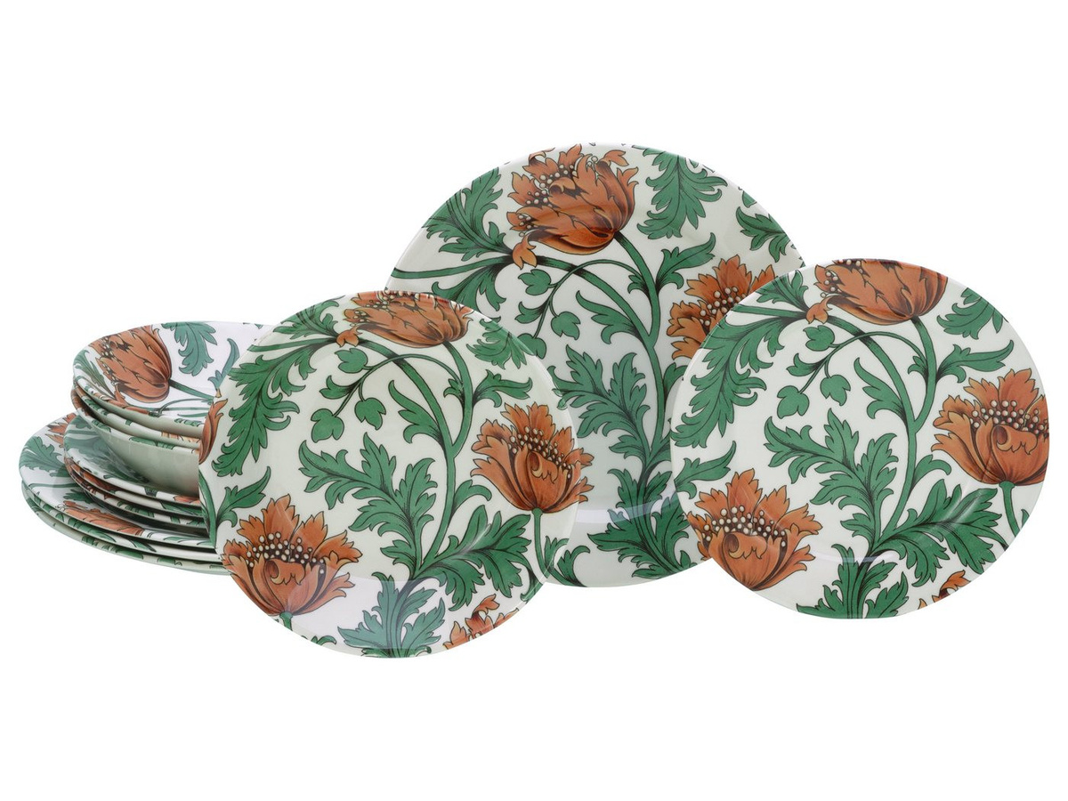 creaTable Tafelservice Florentina 12-tlg. aus Steingut für 4 Personen in bunt und grün - Bild 1