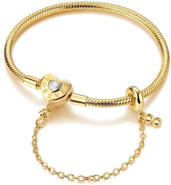 Armband 925 Silber, Herzförmig, Damen, 18 cm, beige - Bild 1