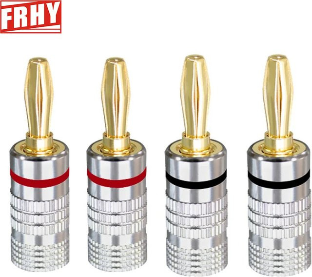 FRHY 4 Stück 24K vergoldete Bananenstecker mit Doppelschraubverriegelung für Audio-Lautsprecheranschlüsse in Gold - Bild 1