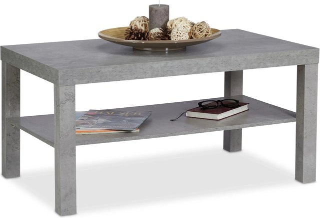 Relaxdays Couchtisch in Betonoptik aus MDF in Grau mit Ablage, B/T/H: 90 x 55 x 45 cm - Bild 1