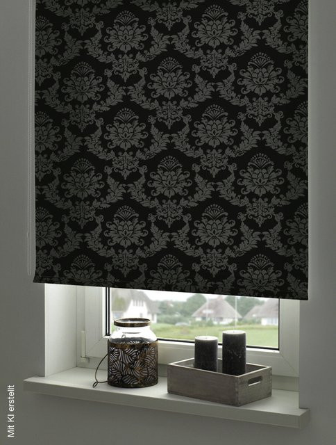 Boviva Seitenzugrollo Ornament in Anthrazit mit Tageslichtqualität, B/H: 82 x 175 cm - Bild 1