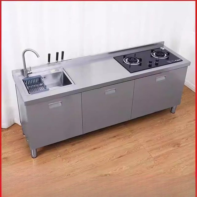 OAKCIA Multifunktionale Küchenspüle aus Edelstahl in Silber mit Schrank und Regalen für Küche und Esszimmer - Bild 1