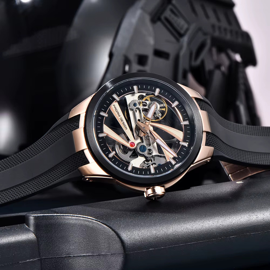 PAGANI DESIGN Armbanduhr, Automatik, Edelstahl, Silikon, Grün, Herren - Bild 2